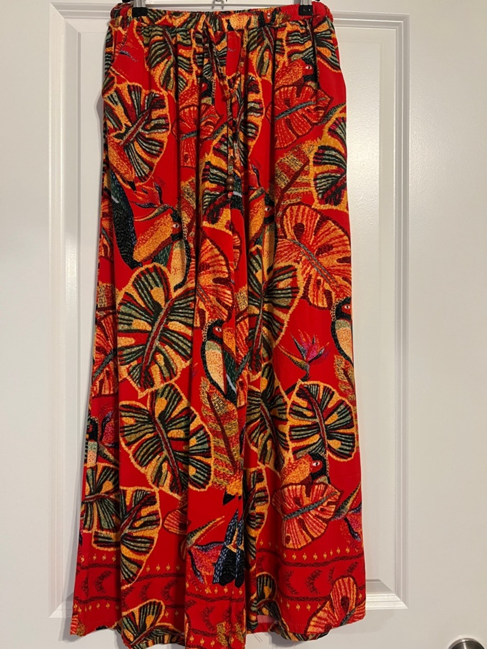 Christian Siriano Red Tropical Wide Leg Pants